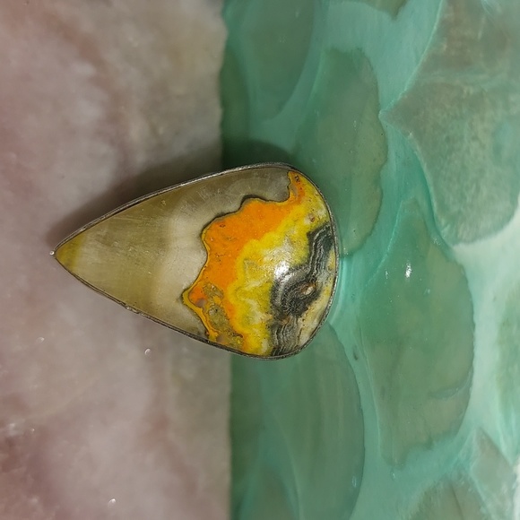 Bumblebee Jasper Teardrop Shaped Ring Size 8.75 - Picture 5 of 7